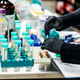 a technician tests samples at CannaSafe's Los Angeles laboratory
